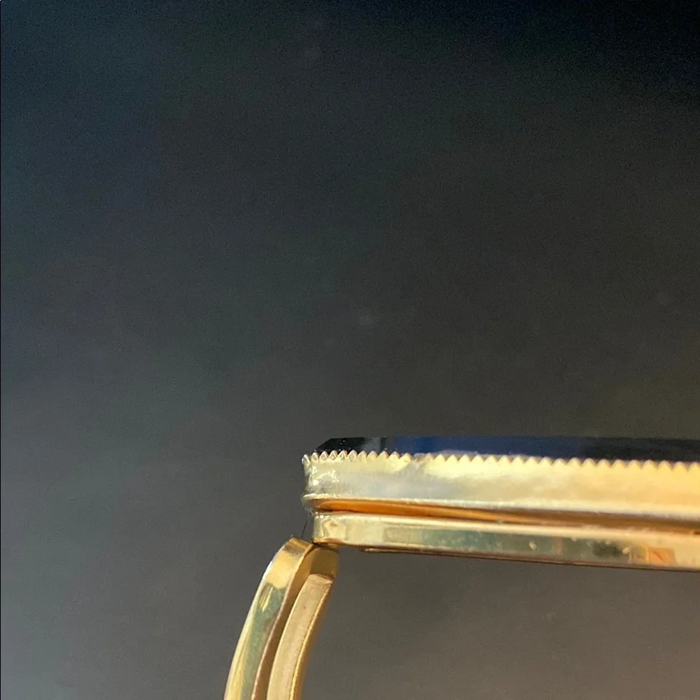 Elegant Gold Tone and Black Bangle Bracelet size 6 3/4